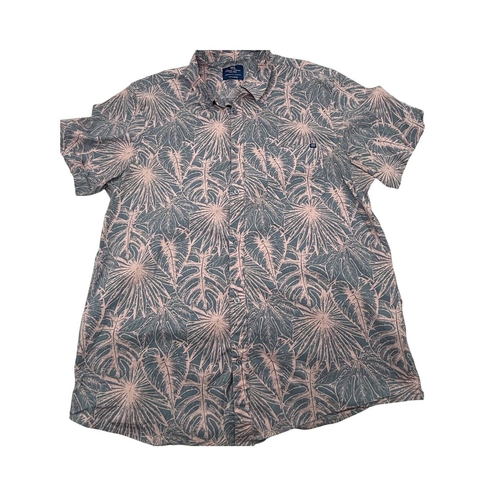 Quiet Storm Surf Shop XXL Monstera Leaf Button Down Shirt Modern Fit Stretch